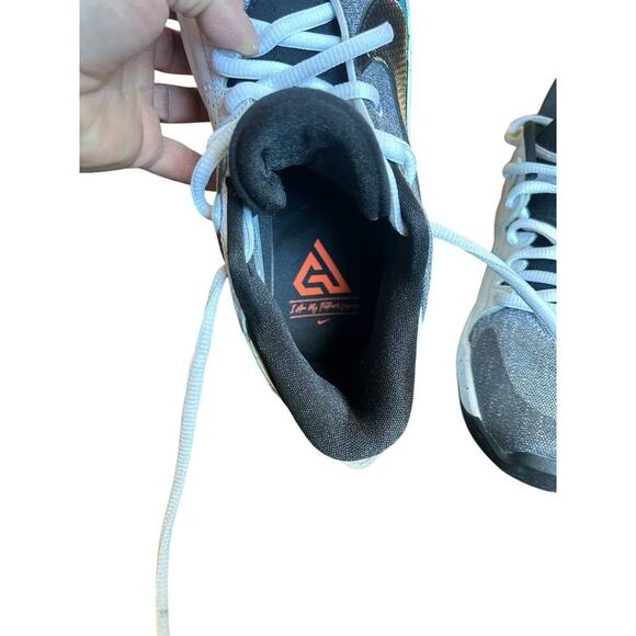 Nike Zoom Freak 2 Denim size 5.5 Youth White Gray Orange Turquoise Sneakers Kid - Picture 3 of 10